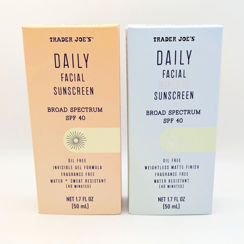 Trader Joe's Daily Facial Sunscreen & Mineral Facial Sunscreen, 1 Tube Each